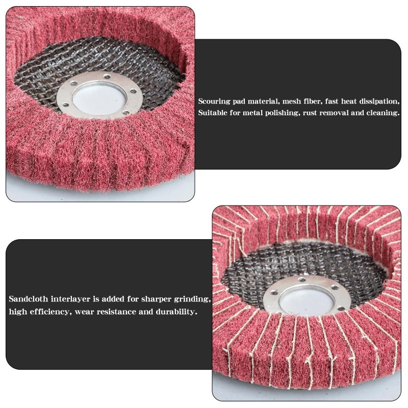 FPPO 5Pcs 4.5" x 7/8" Nylon Fiber Flap Disc Polishing Grinding Wheel,Scouring pad Buffing Wheel for Angle Grinder, Polishing Tools (Grit 320) - Image 4